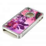 Wholesale iPhone 4 4S  Butterfly Crystal Diamond Chrome Case (Purple-Mix)